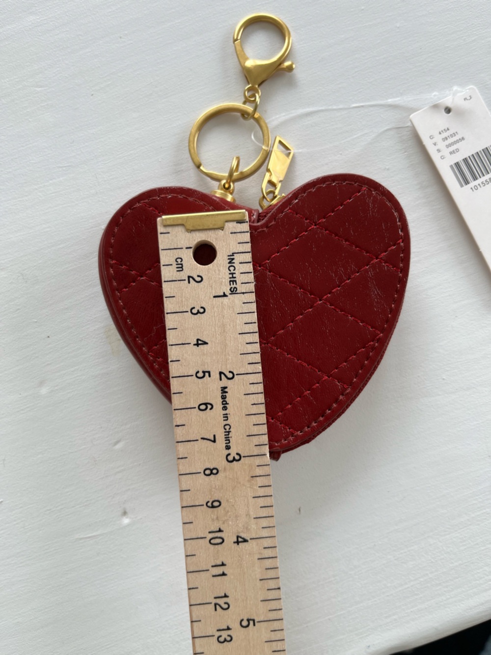 Anthropologie Red Heart Shaped Key Chain/Tiny Purse - Picture 4 of 6